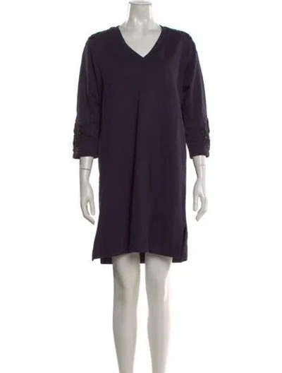 Pre-owned Dries Van Noten V-neck Mini Dress In Blue