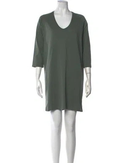Pre-owned Dries Van Noten V-neck Mini Dress In Green
