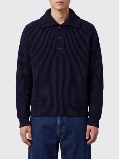 Dries Van Noten V-neck Ribbed Pure Wool Cardigan With Button Closure In Blue