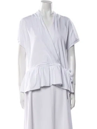 Pre-owned Dries Van Noten V-neck Short Sleeve Blouse W/ Tags In White