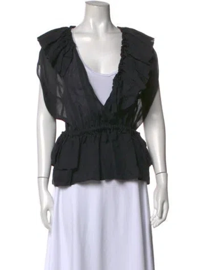 Pre-owned Dries Van Noten V-neck Sleeveless Blouse In Black