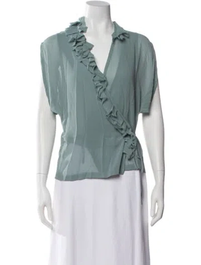 Pre-owned Dries Van Noten V-neck Sleeveless Blouse In Blue