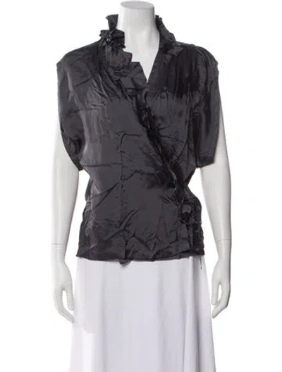 Pre-owned Dries Van Noten V-neck Sleeveless Blouse In Gray