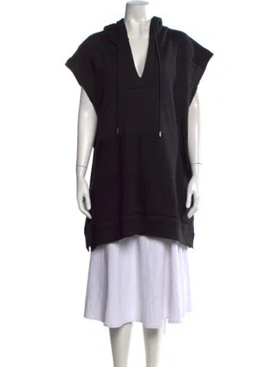 Pre-owned Dries Van Noten V-neck Sleeveless Hoodie In Black