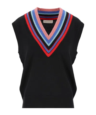 Dries Van Noten V-neck Sleeveless Knit Vest In Black