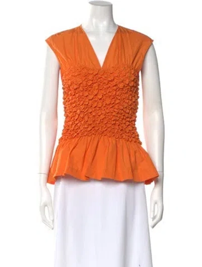 Pre-owned Dries Van Noten V-neck Sleeveless Top In Orange