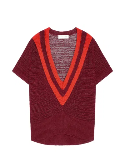 Dries Van Noten V-neck Sweater In Burgundy