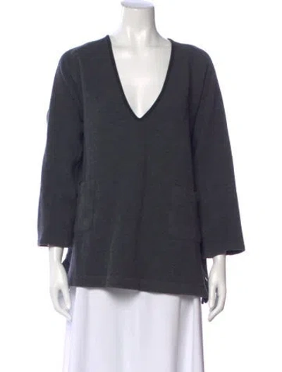 Pre-owned Dries Van Noten V-neck Sweater In Gray
