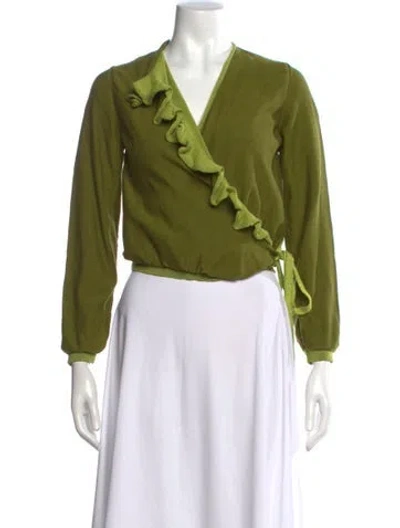 Pre-owned Dries Van Noten V-neck Sweater In Green