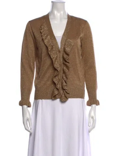 Pre-owned Dries Van Noten V-neck Sweater In Metallic/neutrals