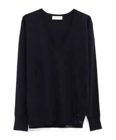 Dries Van Noten V-neck Sweater In Blue