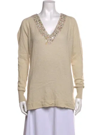 Pre-owned Dries Van Noten V-neck Sweater In Neutrals