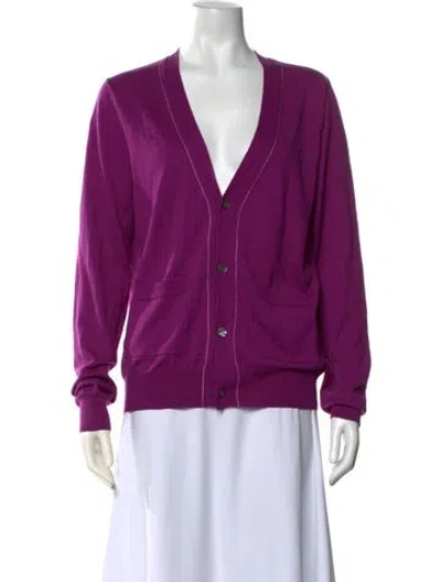 Pre-owned Dries Van Noten V-neck Sweater In Purple