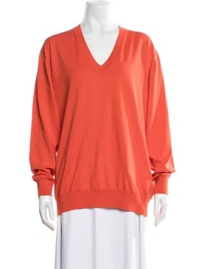 Pre-owned Dries Van Noten V-neck Sweater In Red