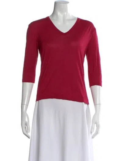Pre-owned Dries Van Noten V-neck Three-quarter Sleeve Top In Red