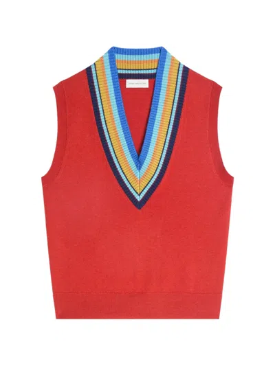Dries Van Noten V-neck Wool Top In Red