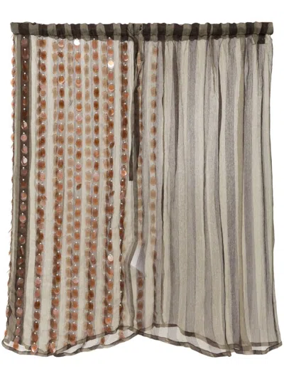 Dries Van Noten Voile Skirt With Sequins In Brown