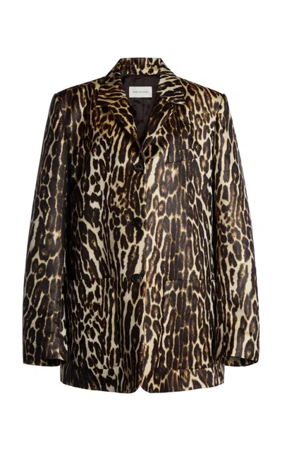 Dries Van Noten Volcano Multi-pocket Utility Jacket In Animal Print