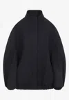 Dries Van Noten Oversized High Collar Jacket With Elastic Hem In Gray
