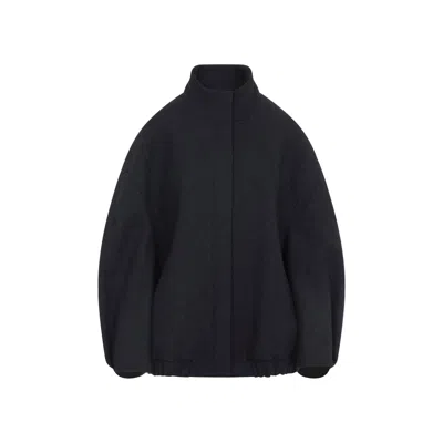 Dries Van Noten Dark Grey High Neck Jacket In Gray