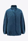 Dries Van Noten Neoprene Jacket Featuring Damask Texture In Blue