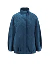 Dries Van Noten Neoprene Jacket Featuring Damask Texture In Blue