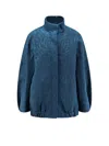 Dries Van Noten Neoprene Jacket Featuring Damask Texture In Blue