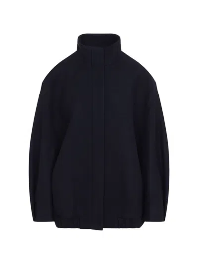 Dries Van Noten Voles Wool Blend Bomber Jacket In Blue