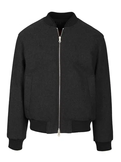 Dries Van Noten Volker Rev Bomber Regular Fit Knitwear Grey In Black