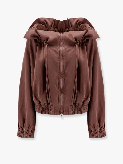 Dries Van Noten Voly Cupro And Cotton Jacket In Brown
