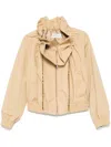 Dries Van Noten Cropped Ruffled Cotton-canvas Jacket In Beige