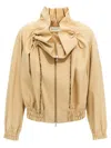 Dries Van Noten Cropped Ruffled Cotton-canvas Jacket In Beige