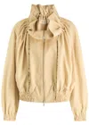 Dries Van Noten Cropped Ruffled Cotton-canvas Jacket In Beige