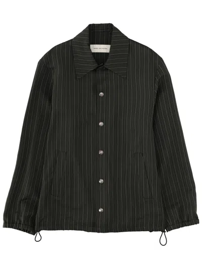 Dries Van Noten Vorries Pinstripes Adjustable Cuffs Viscose Jacket In Black