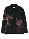 Dries Van Noten Floral Print Blouson Featuring Drawstring Hem In Black