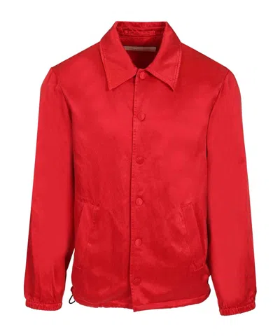 Dries Van Noten Men Satin Blouson Jacket In Red