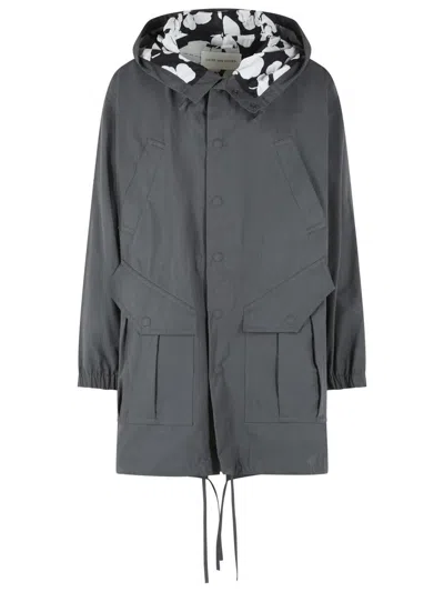 Dries Van Noten Voxer Cotton Parka Hood Drawstring Hem In Gray