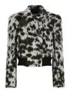 Dries Van Noten Double Breasted Bomber With Cow Pattern In Black