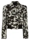 Dries Van Noten Double Breasted Bomber With Cow Pattern In Brown