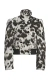 Dries Van Noten Vudy Cow-motif Jacquard Jacket In Brown