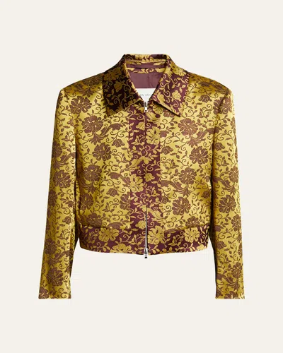 Dries Van Noten Vurano Floral Jacquard Zip Jacket In Ocra