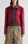 Dries Van Noten Womens Fuchsia Vurano Stud-embellished Cotton-blend Jacket In Fuchsia