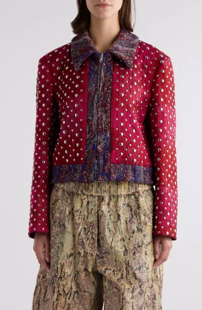DRIES VAN NOTEN DRIES VAN NOTEN VURANO STUDDED MIXED MEDIA JACKET