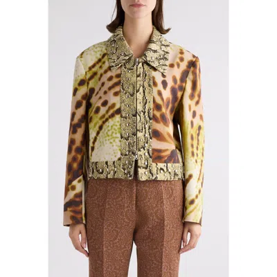 DRIES VAN NOTEN DRIES VAN NOTEN VURANO STUDDED MIXED MEDIA JACKET