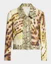 Dries Van Noten Vurano Studded Multi-print Zip Jacket