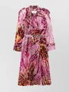 Dries Van Noten Womens Fuchsia Abstract-print Semi-sheer Shell Trench Coat Xs
