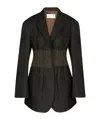 Dries Van Noten Waist Fitted Button Up Jacket In Khaki In Black