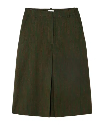 Dries Van Noten Metallic Cotton-blend Jacquard Midi Skirt In Brown