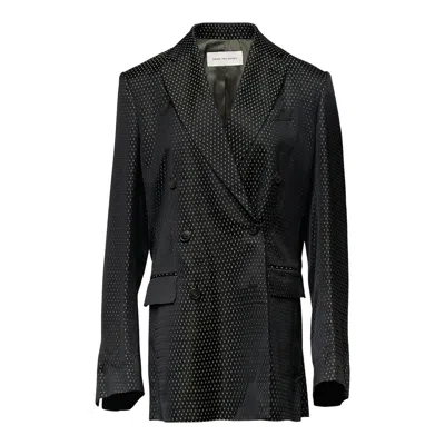 Dries Van Noten Waisted Double Breasted Blazer In Black