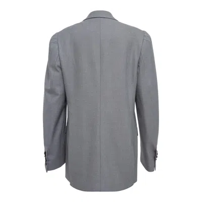 Dries Van Noten Waisted Double Breasted Blazer In Gray
